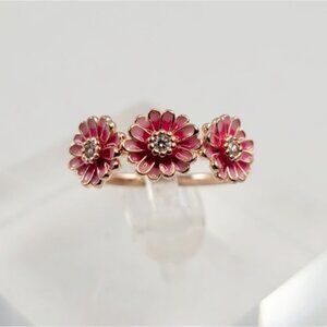 Rose Gold Three Flower Ring